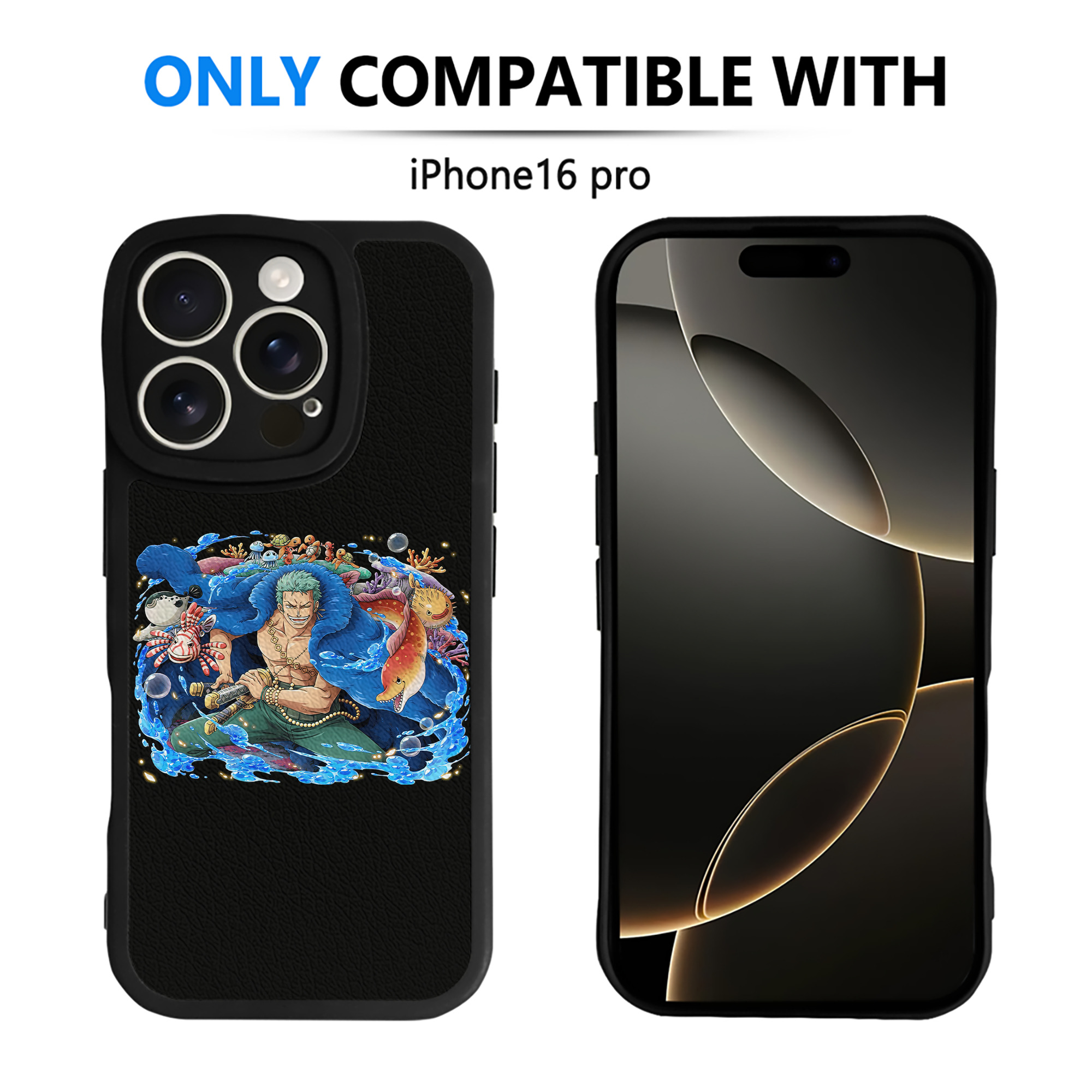 （画像用） ワンピース ロロノア・ゾロ ONE PIECE Roronoa Zoro 【iPhone 16シリーズ対応】シリコンスマホケース（レザー調） 材質：シリコン